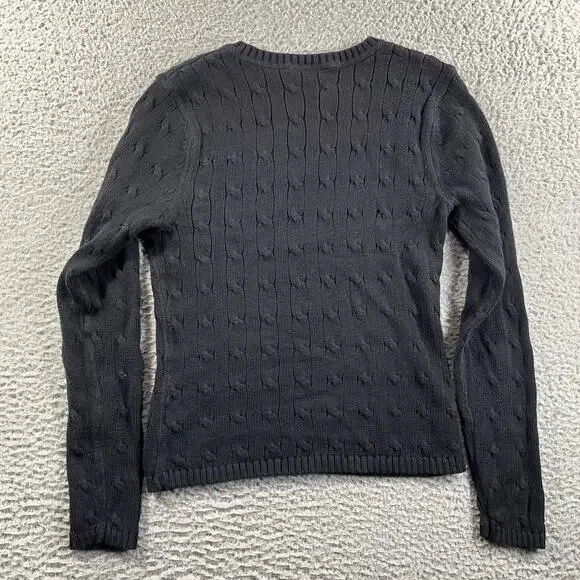 Polo Jeans Co Ralph Lauren Cable Knit Sweater Women Small Black Cotton 90s Y2K - Picture 7 of 8